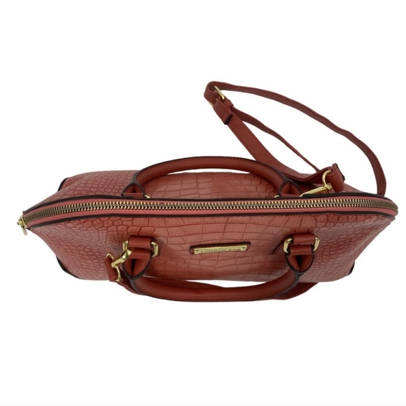 London Fog Caroline Croco Satchel Purse in Salmon Rose - Picture 5 of 12